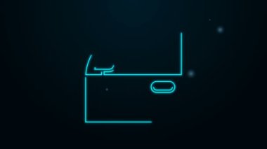 Parlayan neon çizgili araba kapısı simgesi siyah arka planda izole edildi. 4K Video hareketli grafik canlandırması