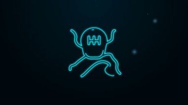 Parlayan neon çizgisi şekil değiştiren simgesi siyah arkaplanda izole edildi. İletişim simgesi. 4K Video hareketli grafik canlandırması