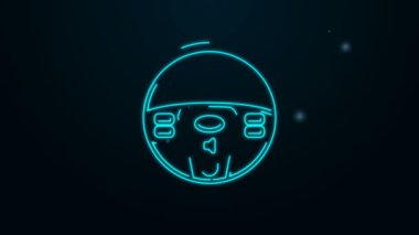 Parlayan neon çizgisi direksiyon simgesi siyah arkaplanda izole edildi. Araba tekeri ikonu. 4K Video hareketli grafik canlandırması