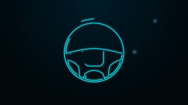 Parlayan neon çizgisi direksiyon simgesi siyah arkaplanda izole edildi. Araba tekeri ikonu. 4K Video hareketli grafik canlandırması