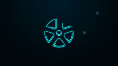 Parlak neon çizgili araba tekerleği simgesi siyah arkaplanda izole edildi. 4K Video hareketli grafik canlandırması