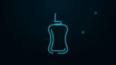 Parlayan neon hattı oje şişesi ikonu siyah arka planda izole edilmiş. 4K Video hareketli grafik canlandırması