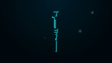 Parlayan neon çizgisi şırınga simgesi siyah arkaplanda izole edildi. Aşı için şırınga, aşı, iğne, grip aşısı. Tıbbi ekipman. 4K Video hareketli grafik canlandırması