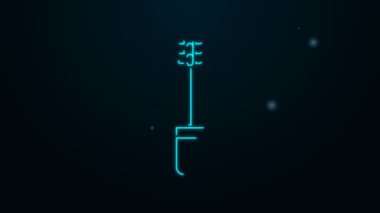 Parlayan neon çizgisi Mascara fırça simgesi siyah arkaplanda izole edildi. 4K Video hareketli grafik canlandırması