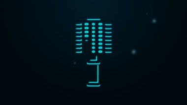 Parlayan neon çizgisi saç fırçası simgesi siyah arkaplanda izole edildi. Taraklı saç işareti. Berber sembolü. 4K Video hareketli grafik canlandırması