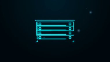 Parlayan neon çizgisi Çekmece Sandığı simgesi siyah arkaplanda izole edildi. 4K Video hareketli grafik canlandırması