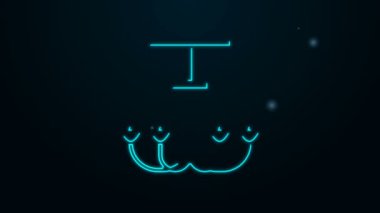 Parlayan neon hattı Chandelier simgesi siyah arkaplanda izole edildi. 4K Video hareketli grafik canlandırması
