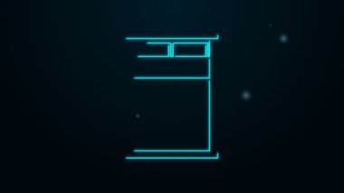 Parlak neon hattı. Siyah arkaplanda iki ya da bir kişi için büyük yatak. 4K Video hareketli grafik canlandırması