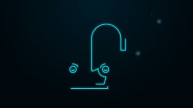 Parlayan neon hattı su musluğu simgesi siyah arkaplanda izole edildi. 4K Video hareketli grafik canlandırması
