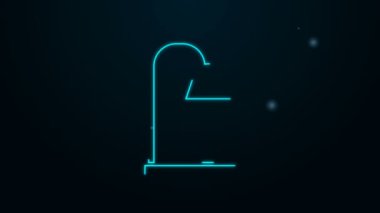 Parlayan neon çizgisi masa lambası simgesi siyah arkaplanda izole edildi. 4K Video hareketli grafik canlandırması