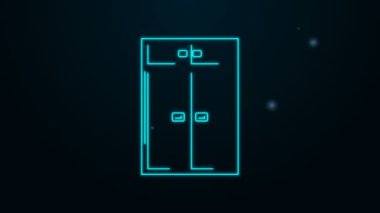 Parlayan neon çizgisi Gardırop simgesi siyah arkaplanda izole edildi. 4K Video hareketli grafik canlandırması