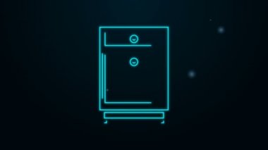 Parlayan neon hattı Mobilya komodininin simgesi siyah arkaplanda izole edildi. 4K Video hareketli grafik canlandırması