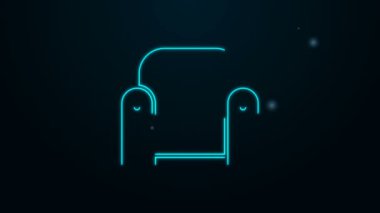 Parlayan neon hattı Armchair simgesi siyah arkaplanda izole edildi. 4K Video hareketli grafik canlandırması
