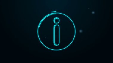 Parlayan neon hattı bilgi simgesi siyah arkaplanda izole edildi. 4K Video hareketli grafik canlandırması