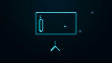 Parlayan neon hattı bilgi simgesi siyah arkaplanda izole edildi. 4K Video hareketli grafik canlandırması