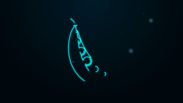 Žhnoucí neonová čára Ikona fazolí ledviny izolovaná na černém pozadí. Grafická animace pohybu videa 4K — Stock video