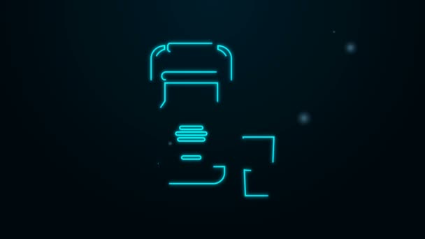 Zářící neonová čára Může kontejner pro mléko a skleněnou ikonu izolované na černém pozadí. Grafická animace pohybu videa 4K — Stock video