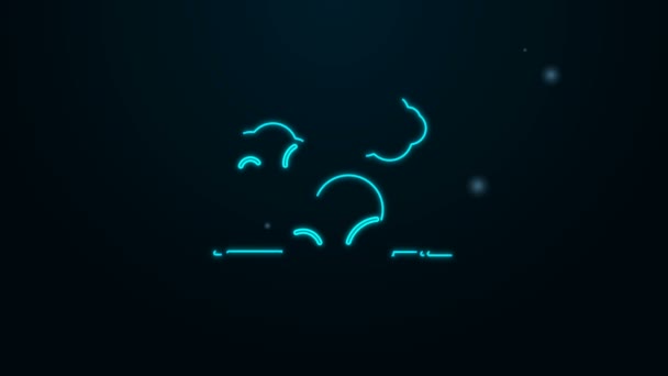 Gloeiende neon lijn Stof pictogram geïsoleerd op zwarte achtergrond. 4K Video motion grafische animatie — Stockvideo