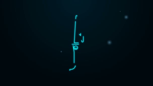 Glowing neon line Curling iron for hair icon isolated on black background. Ikon garis lurus rambut. Animasi grafis gerak Video 4K — Stok Video
