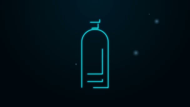 Linea neon luminosa Flacone di icona shampoo isolato su sfondo nero. Animazione grafica 4K Video motion — Video Stock