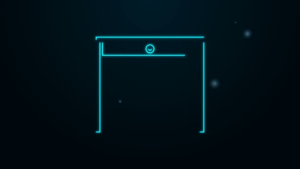 Gloeiende neon lijn Houten tafel icoon geïsoleerd op zwarte achtergrond. 4K Video motion grafische animatie — Stockvideo