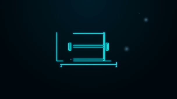 Luminoso neon linea TV icona del supporto del tavolo isolato su sfondo nero. Animazione grafica 4K Video motion — Video Stock