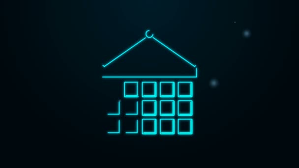 Icona luminosa al neon linea Calendario isolato su sfondo nero. Simbolo promemoria evento. Animazione grafica 4K Video motion — Video Stock