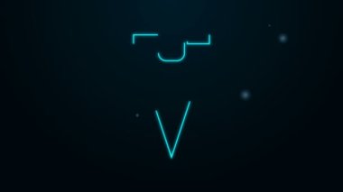 Parlayan neon hattı simgesi siyah arkaplanda izole edildi. Boyunbağı ve boyun bezi sembolü. 4K Video hareketli grafik canlandırması