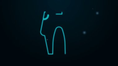 Parlayan neon çizgili pantolon simgesi siyah arkaplanda izole edildi. 4K Video hareketli grafik canlandırması