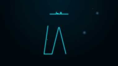 Parlayan neon çizgili pantolon simgesi siyah arkaplanda izole edildi. 4K Video hareketli grafik canlandırması