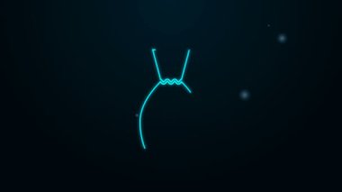 Parlayan neon çizgili kadın elbise ikonu siyah arka planda izole edildi. Kıyafet tabelası. 4K Video hareketli grafik canlandırması