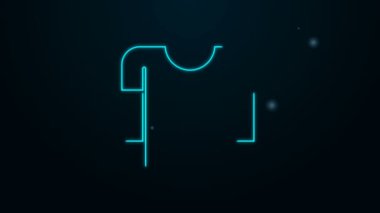 Parlak neon çizgisi. Siyah arkaplanda uzun kollu gömlek simgesi izole edilmiş. 4K Video hareketli grafik canlandırması