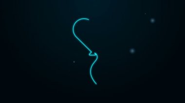 Siyah zemin üzerinde izole edilmiş kurdele ikonu olan kalp şeklinde parlayan neon çizgisi Balon. Sevgililer Günü sembolü. 4K Video hareketli grafik canlandırması