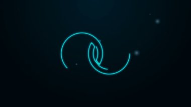 Parlayan neon çizgisi alyans simgesi siyah arkaplanda izole edildi. Gelin ve damat mücevher tabelası. Evlilik ikonu. Elmas yüzük ikonu. 4K Video hareketli grafik canlandırması