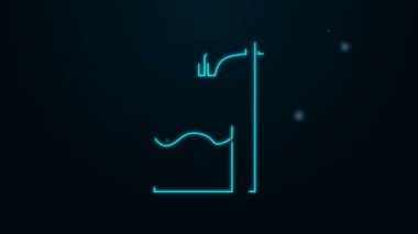 Siyah arkaplanda izole edilmiş ağaç bloğu ikonunda parlayan neon çizgisi Cellat baltası. Cellat, işkenceci, cellat, işkenceci, kasap, cellat. 4K Video hareketli grafik canlandırması