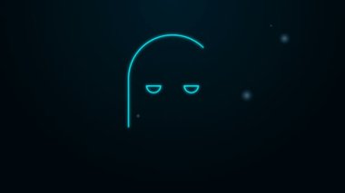 Parlayan neon çizgisi Cellat maskesi simgesi siyah arkaplanda izole edildi. Cellat, işkenceci, uygulayıcı, işkenceci, kasap, cellat ikonu. 4K Video hareketli grafik canlandırması