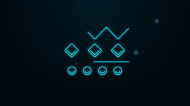 Parlayan neon hattı King Crown simgesi siyah arka planda izole edildi. 4K Video hareketli grafik canlandırması