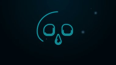 Parlayan neon hattı Skull simgesi siyah arkaplanda izole edildi. 4K Video hareketli grafik canlandırması