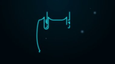 Parlayan neon hattı vücut zırhı simgesi siyah arkaplanda izole edildi. 4K Video hareketli grafik canlandırması