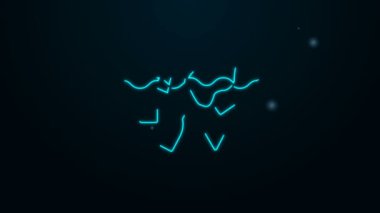 Parlayan neon hattı. Siyah arka planda izole edilmiş okyanus ikonu kirliliği sorunu. Çöpler, plastikler, denizdeki poşetler. 4K Video hareketli grafik canlandırması