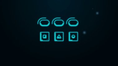 Çöp tenekelerinde parlayan neon hattı çöpleri ve siyah arka planda izole edilmiş çöp ikonu. Sepet simgesini geri dönüştür. 4K Video hareketli grafik canlandırması