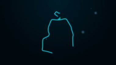 Parlayan neon hattı çöp torbası simgesi siyah arkaplanda izole edildi. 4K Video hareketli grafik canlandırması