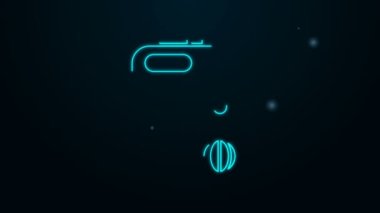 Parlayan neon hattı elektrik karıştırıcı simgesi siyah arkaplanda izole edildi. Mutfak blenderi. 4K Video hareketli grafik canlandırması