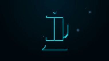 Parlayan neon hattı Fransız basın simgesi siyah arkaplanda izole edildi. 4K Video hareketli grafik canlandırması