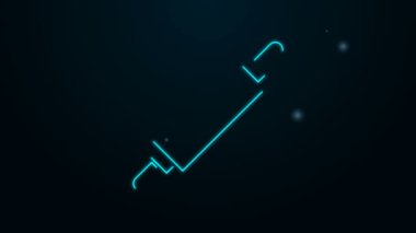 Parlayan neon hattı Rolling Pin simgesi siyah arkaplanda izole edildi. 4K Video hareketli grafik canlandırması