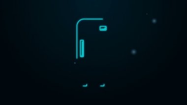 Parlayan neon hattı buzdolabı simgesi siyah arkaplanda izole edildi. Buzdolabı buzdolabı. Ev aletleri ve aletler. 4K Video hareketli grafik canlandırması