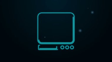 Parlayan neon hattı Elektronik ölçek simgesi siyah arkaplanda izole edildi. Ağırlık ölçüm aletleri. 4K Video hareketli grafik canlandırması