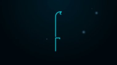 Parlayan neon çizgisi ekmek bıçağı simgesi siyah arkaplanda izole edildi. Çatal bıçak sembolü. 4K Video hareketli grafik canlandırması