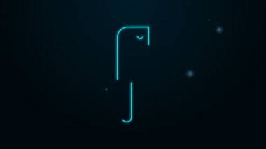 Parlayan neon hattı Et Helikopteri simgesi siyah arkaplanda izole edildi. Et için mutfak bıçağı. Kasap bıçağı. 4K Video hareketli grafik canlandırması