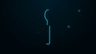 Parlayan neon hattı kaşık simgesi siyah arkaplanda izole edildi. Mutfak aletleri. Çatal bıçak seti. 4K Video hareketli grafik canlandırması